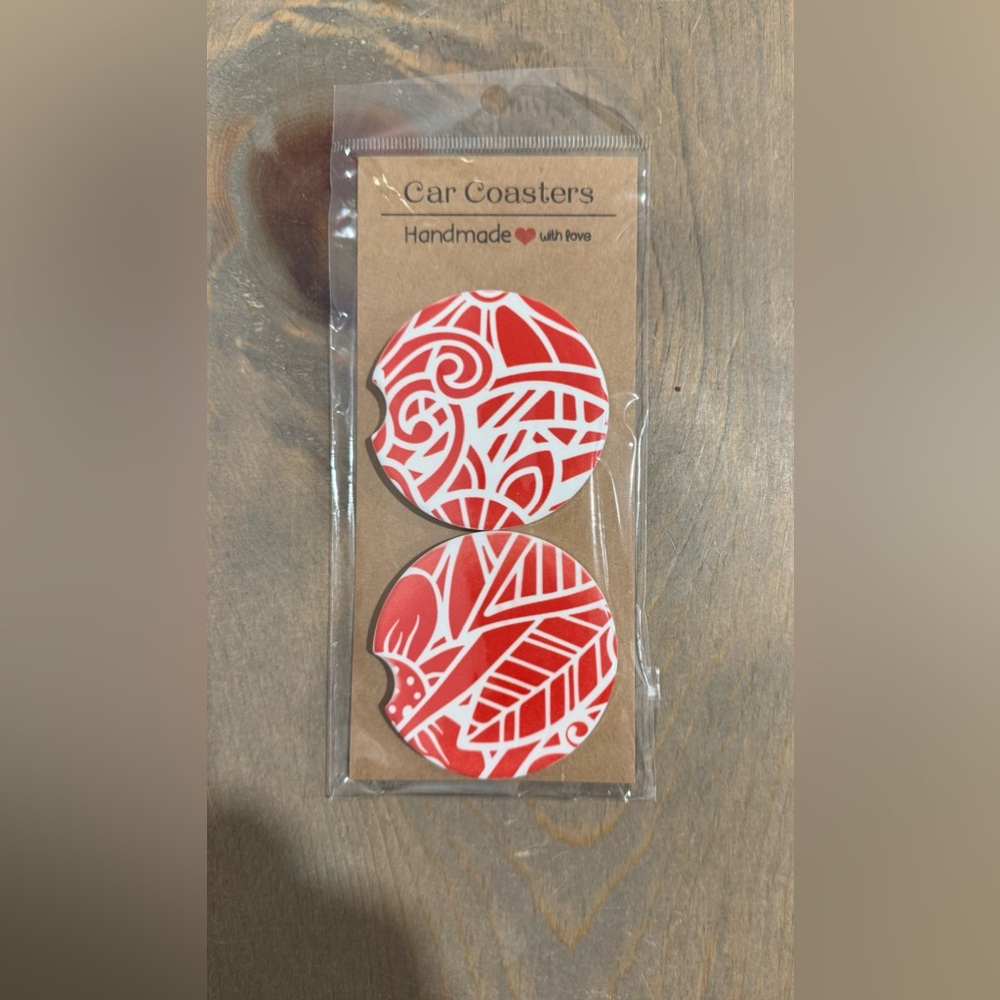 Ceramic Mandala Car Coasters - Set of Two - Custom Made!
